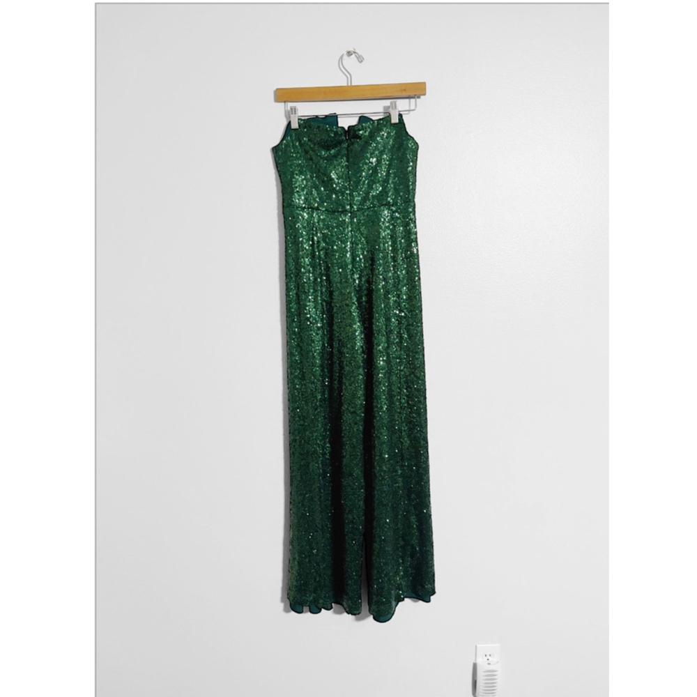 Black Halo Lena Rare Green Sequin Jumpsuit - Picture 6 of 13